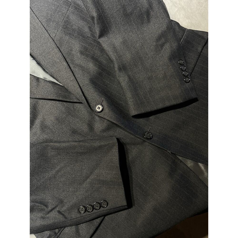 Bill Blass Premiere 44L 40x32 Gray Subtle Brown Stripe Flannel Suit - Picture 7 of 16